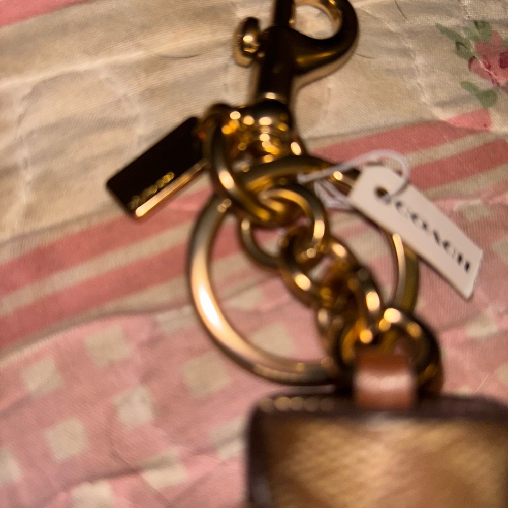 Coach authentic legacy color block Leather Tassel Keychain with Gold Hardware - Picture 3 of 5